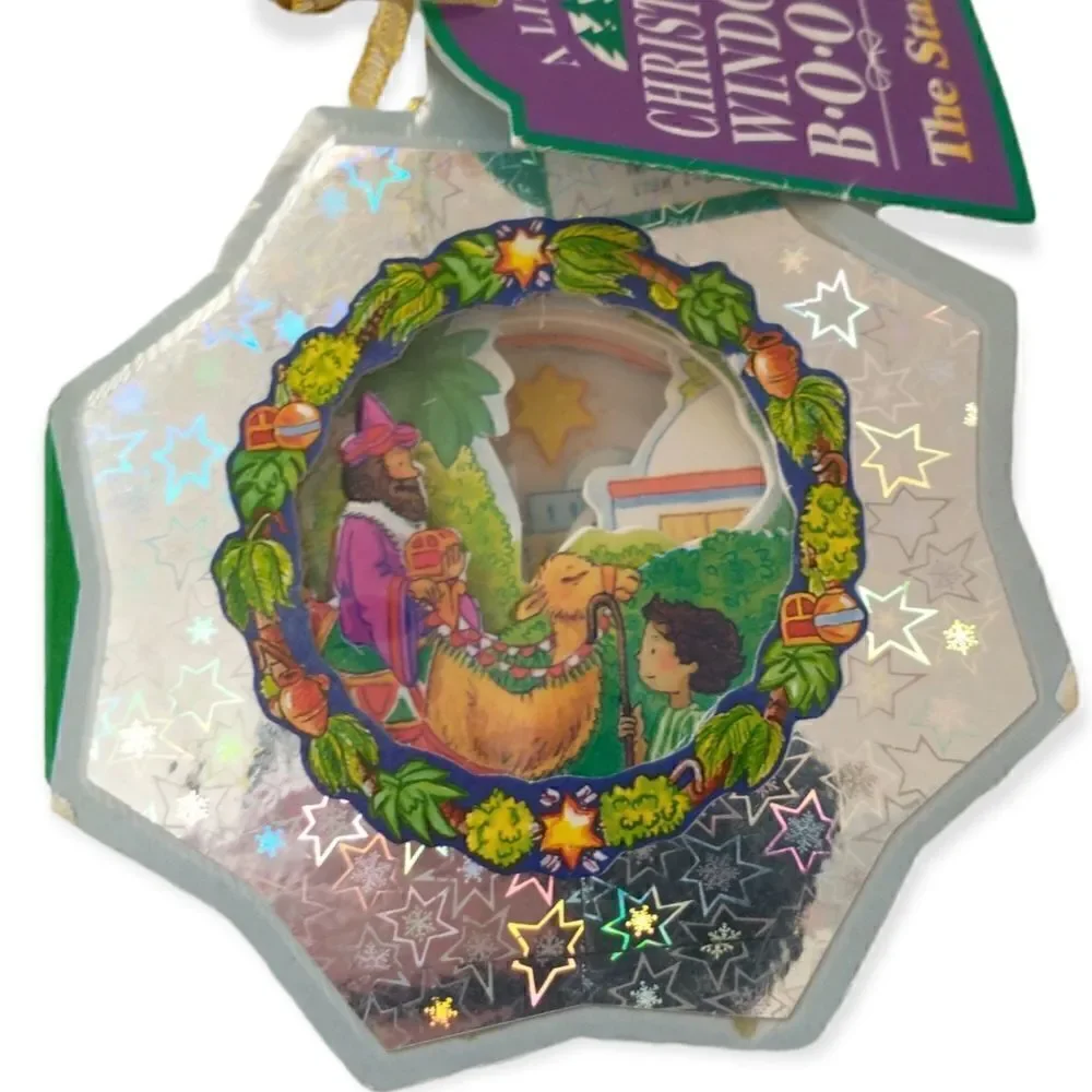 Vtg A Little Christmas Window Book Ornament The Star Nativity 1996 Metallic Kids